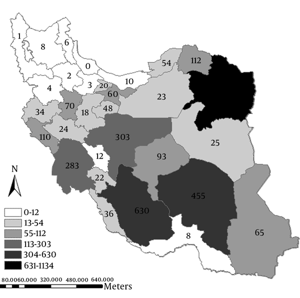 Distribution of Cutaneous Leishmaniasis Cases, by the Province