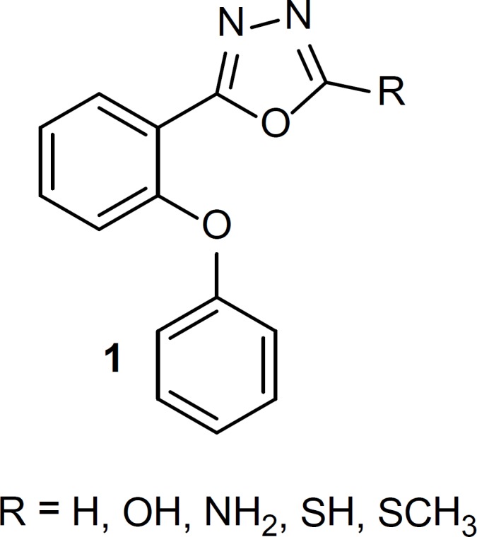 Structure of 1,3,4-oxadiazole derivatives, designed as benzodiazepine receptor ligands