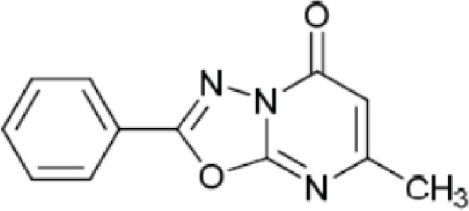 The structure of 2-phenyl-5-oxo-7-methyl-1,3, 4-oxadiazolo [a, 2, 3]-pyrimidine (compound A).