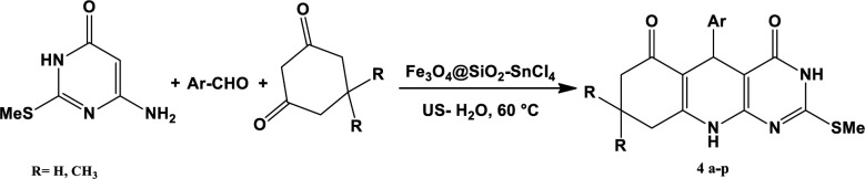 Synthesis of pyrimido[4,5-b]quinolones in the presence of Fe3O4@SiO2