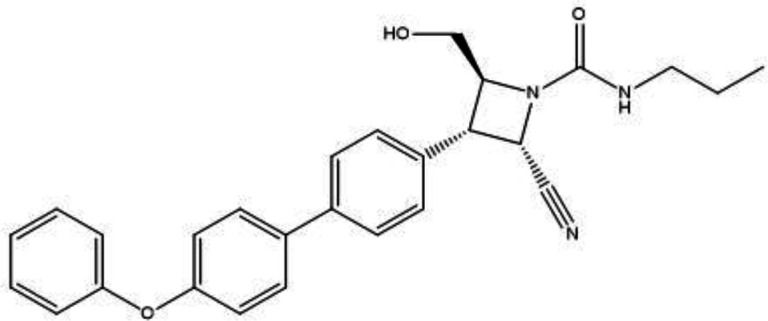 Design template, Compound 25, (2S,3S,4S)-2-cyano-4-(hydroxymethyl)-3-(4'-phenoxy-[1,1'-biphenyl]-4-yl)-N-propylazetidine-1-carboxamide, with pEC50 = 8.301