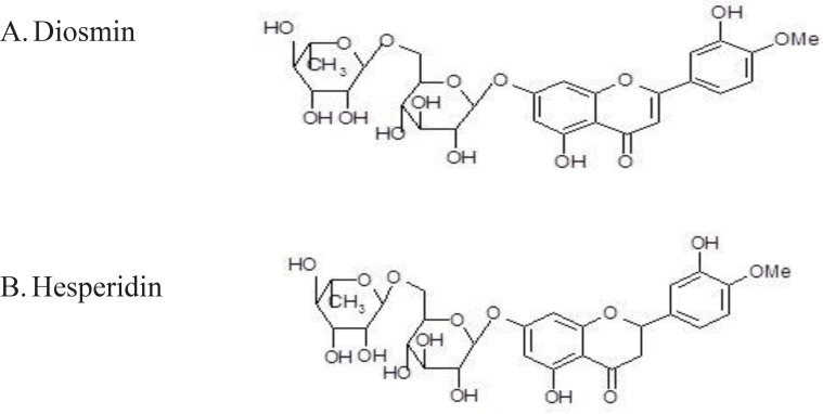 Chemical structures A - Diosmin, B – Hesperidin