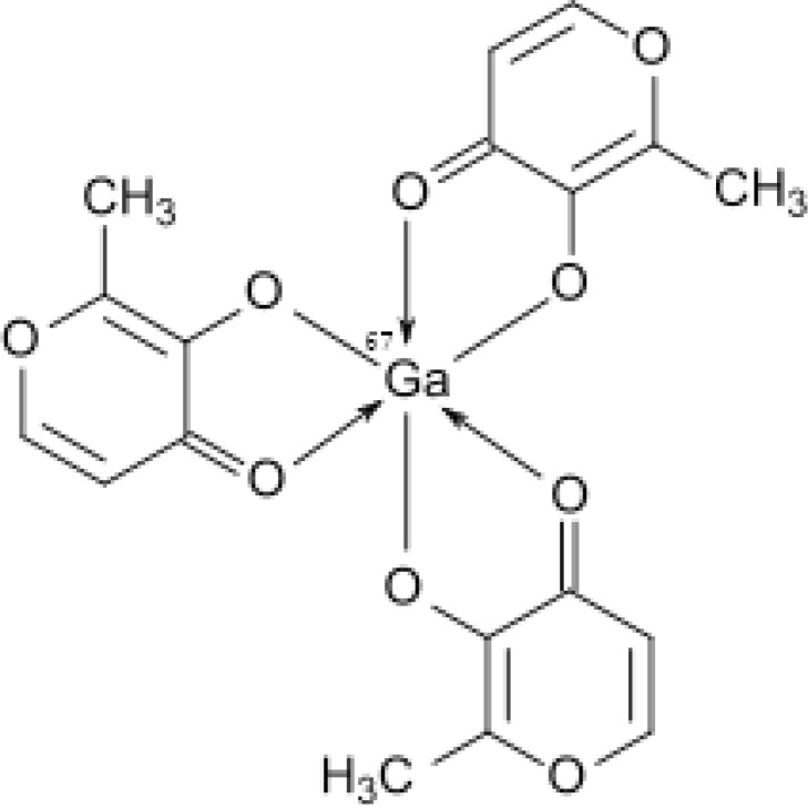 Structure of Ga-67 (III) Tris (maltolato).