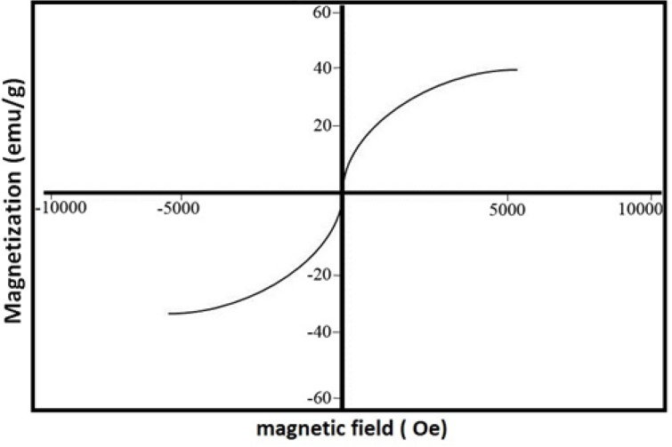Magnetization curve of Fe3O4@SiO2 NPs recorded at room temperature