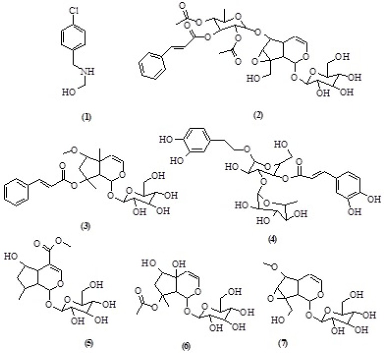 Structures of isolated compounds from S.oxysepala