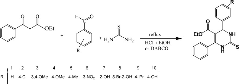 The synthetic pathway for preparation of tetrahydropyrimidine derivatives 1-10
