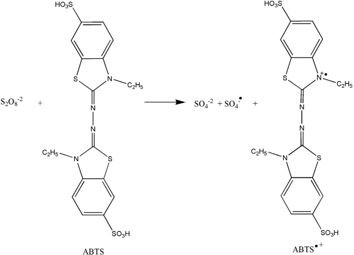 Generation of ABTS•+ radical cation in the ABTS/K2S2O8 system