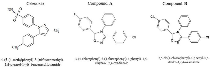 Chemical structures of compounds A and B