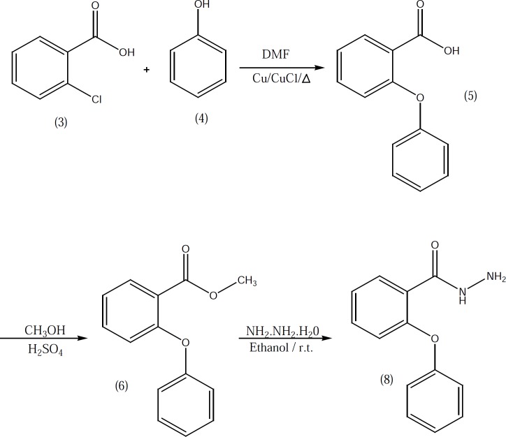 Synthesis of 2-phenoxybenzoic acid hydrazide (8