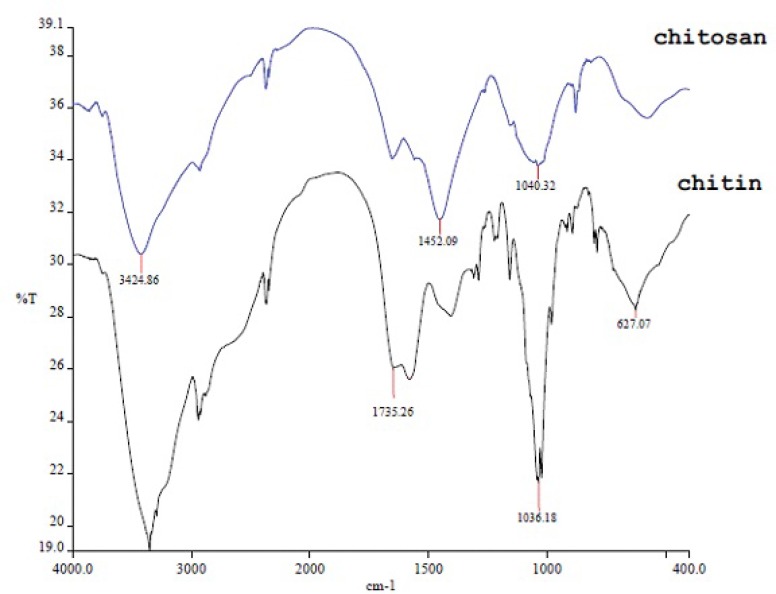 FT-IR spectra of chitin and chitosan