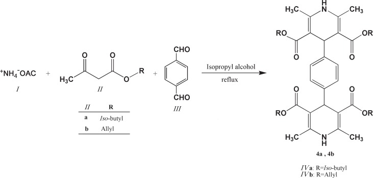 General synthetic route to 1,4-bis(2,6-dimethyl-3,5-dimethoxylcarbonyl-1,4-dihydropyridine-4-yl) benzenes (IVa and IVb