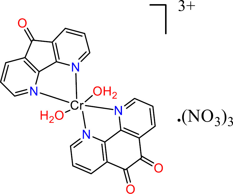 Structure of [Cr(phen-dione)(dafone)(H2O)2](NO3)3(3).
