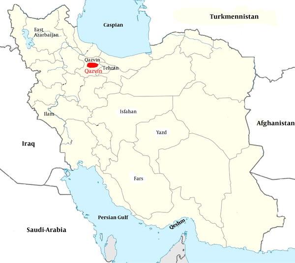 The location of Qazvin province