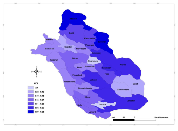 Human development index (HDI) in Fars Province