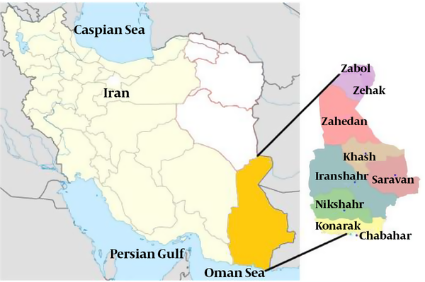 Location of sampling zones (Statistical Center of Iran, www.amar.org.ir)
