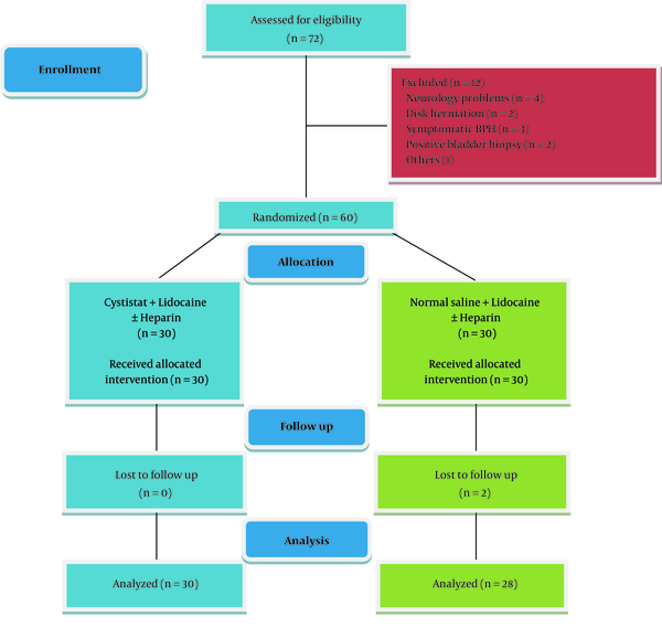 Flow chart of enrollment, allocation, follow up, and analysis of patients and the number of patients in the case and control groups