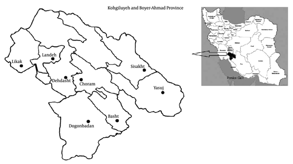 Map of Iran with Kohgiluyeh and Boyer-Ahmad Province