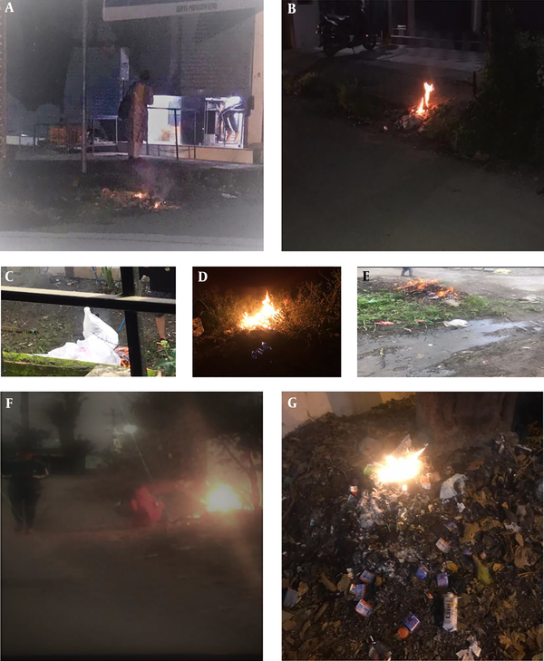 Different places of Dehradun; People burning the collected plastics.