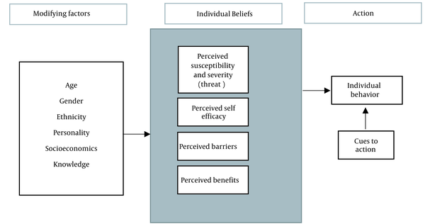 Health belief model components and linkages (9)