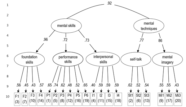 The hierarchical structure of mental training in sports. Confirmatory factor analysis with standardized coefficients