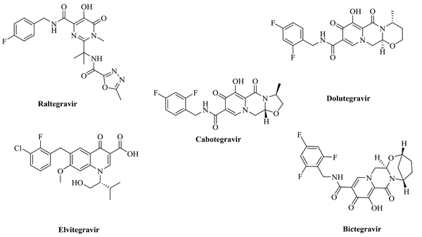 Structure of FDA-approved IN inhibitors