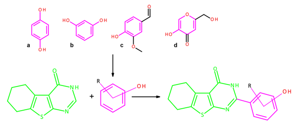 Design of tyrosinase inhibitors: A, hydroquinone; B, resorcinol; C, vanillin; and D, kojic acid.