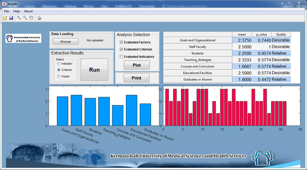 The graphical interface of the designed software (IESEG, for internal evaluation).