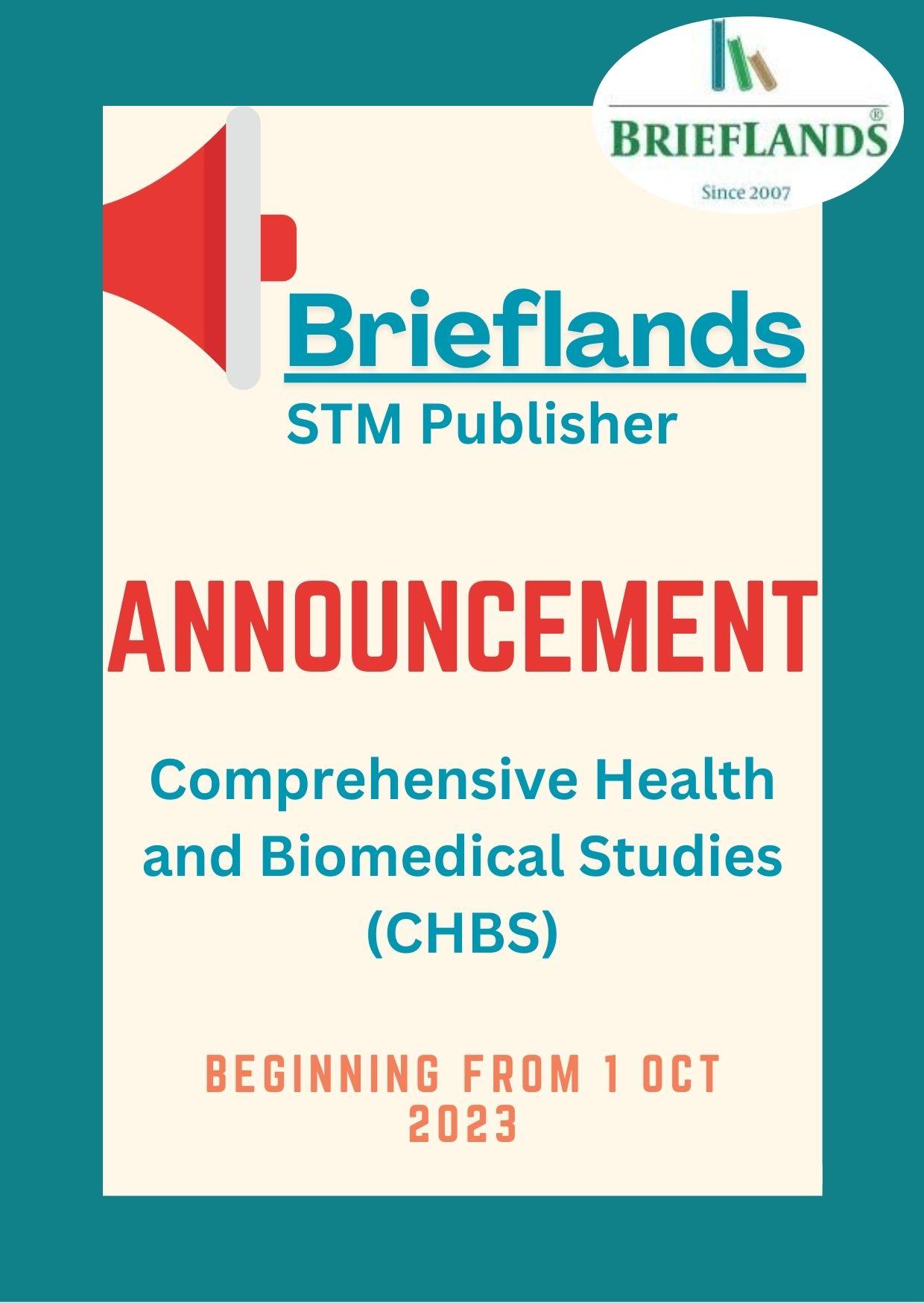 Announcement: Brieflands is the new publisher of the Comprehensive Health and Biomedical Studies ‎‎(CHBS)