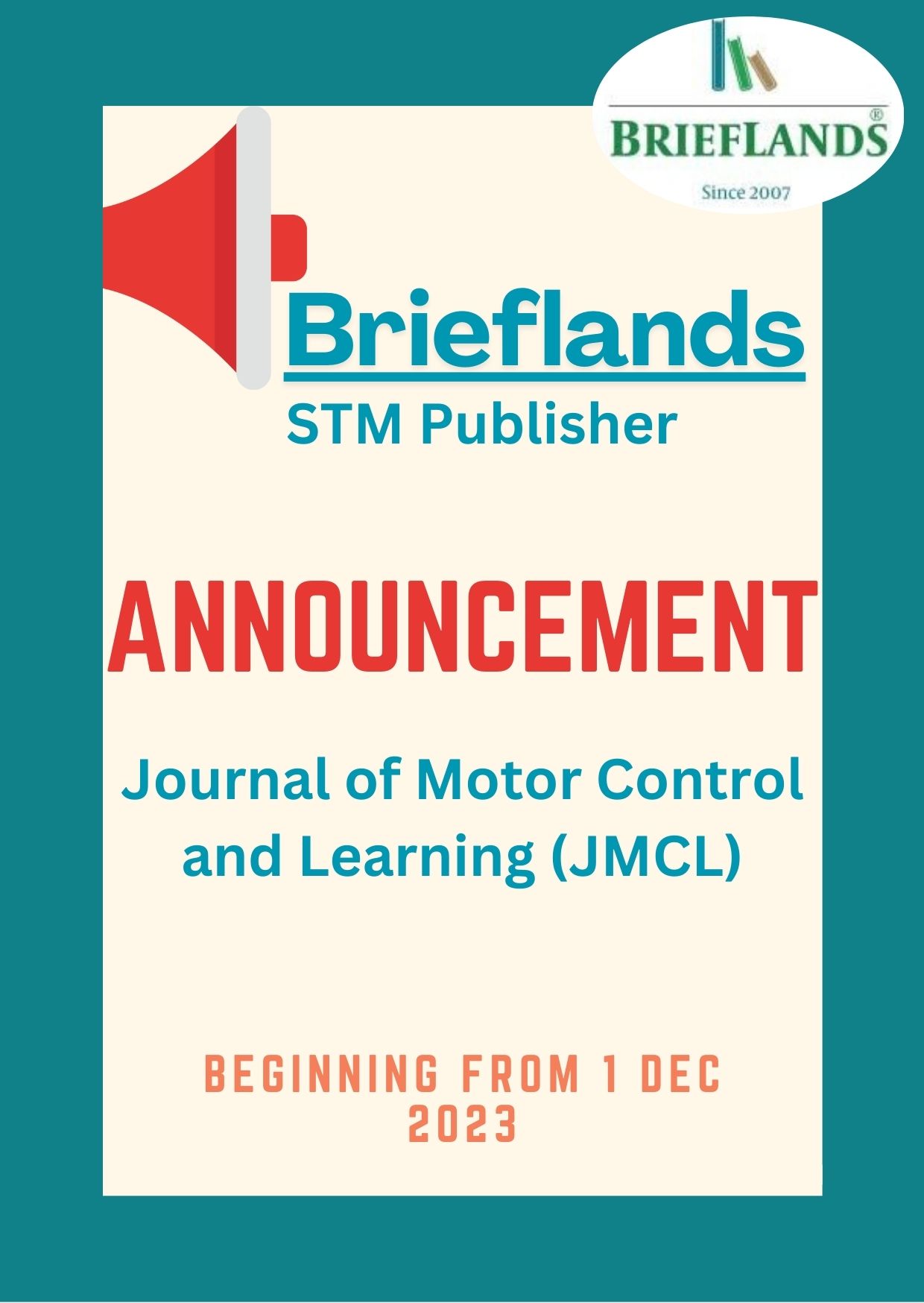 Brieflands is the new publisher of the Journal of Motor Control and Learning; beginning from 1 Dec 2023