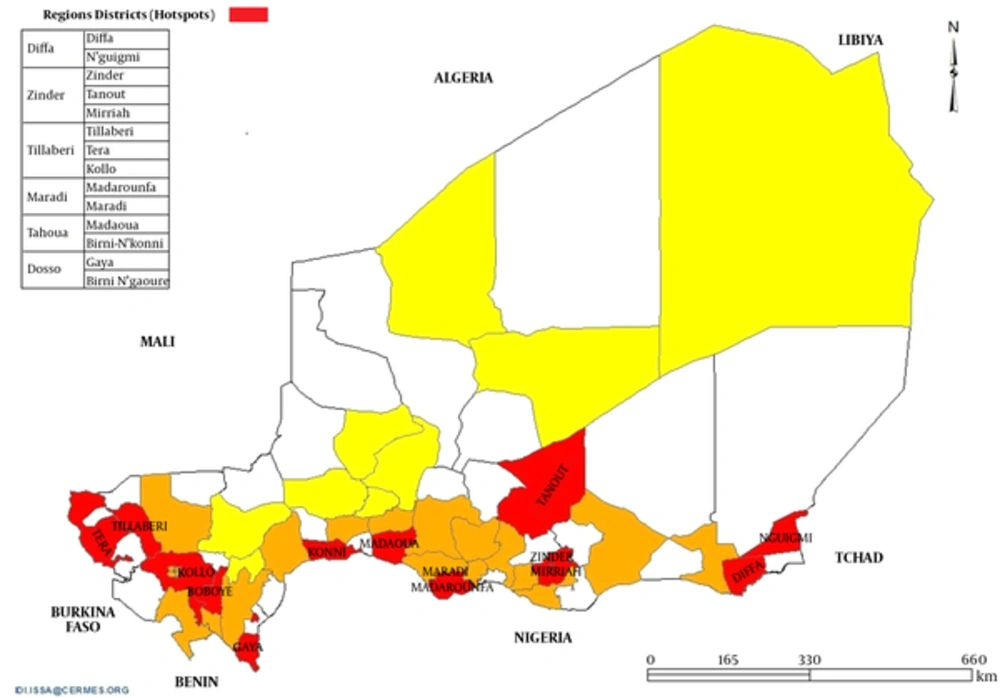 Hotspots Districts for Cholera in Niger Hotspots Districts for Cholera in Niger