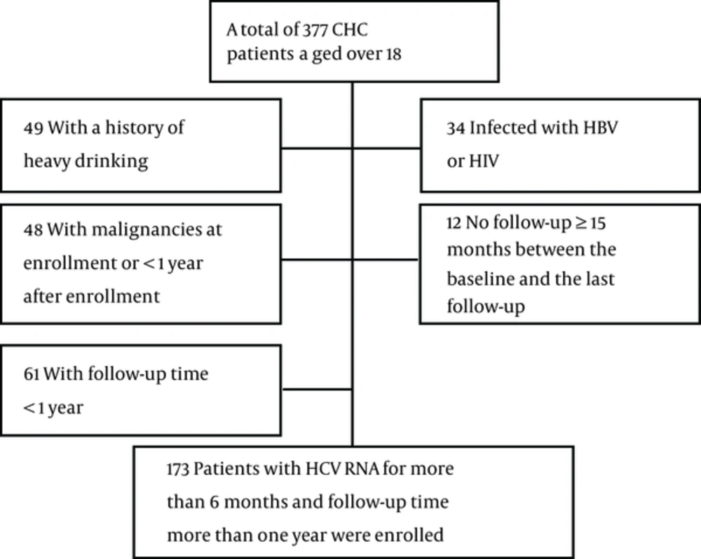 Screening Process of Patients CHC: chronic hepatitis C, HBV: hepatitis B virus, HIV: human immunodeficiency virus.