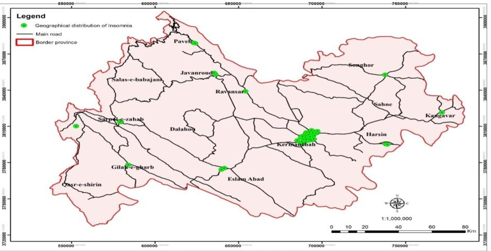 Geographical distribution of participants in Kermanshah Province Geographical distribution of participants in Kermanshah Province
