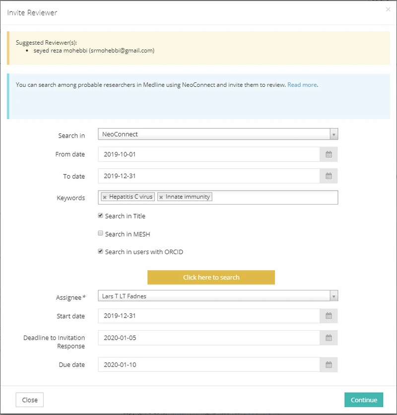 NeoConnect: A New and Powerful Tool for Inviting Reviewers