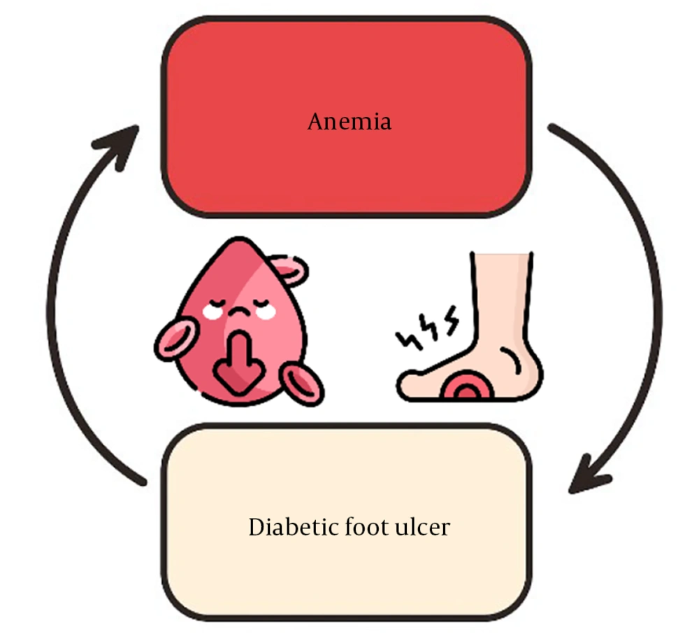 Vicious cycle between anemia and diabetic foot ulcer (DFU) Vicious cycle between anemia and diabetic foot ulcer (DFU)